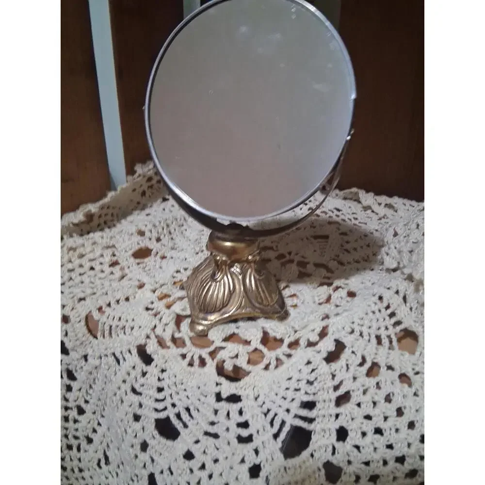 Vanity Hollywood Regency GlASS Mirror ORNATE TABLETOP COSMETIC 7